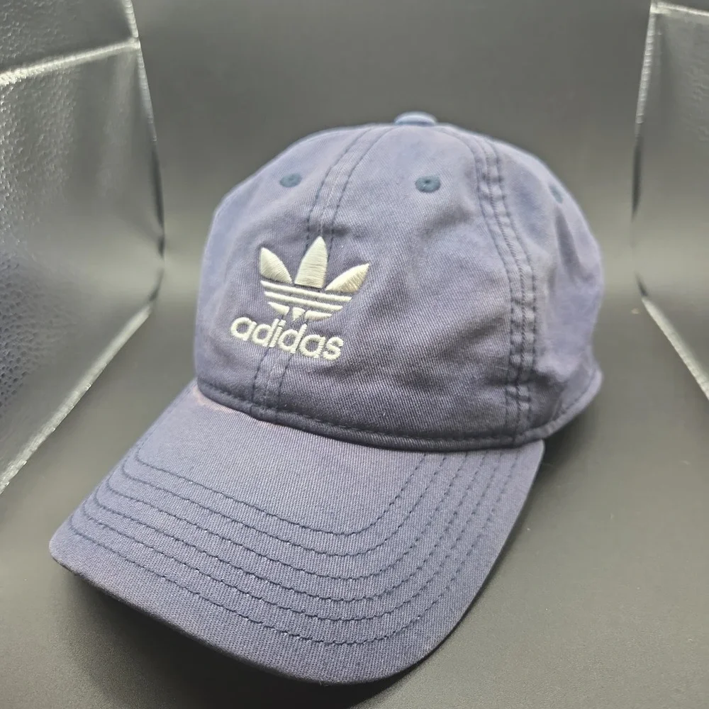 Adidas Originals Trefoil Logo Hat Navy Blue Strapback Baseball Cap Mens OSFM